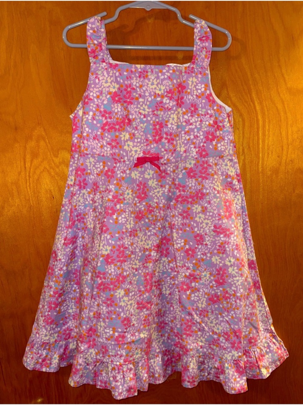 Hanna Andersson Girls' Pink Floral Sundress with Bow Accent 120